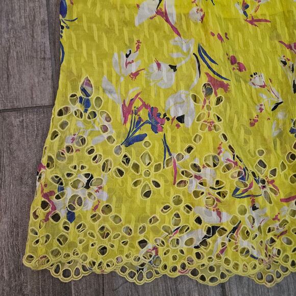 Tanya Taylor Catalina Silk Maxi Dress Floral Yellow Size 16 Sleeveless V-Neck - Picture 9 of 15